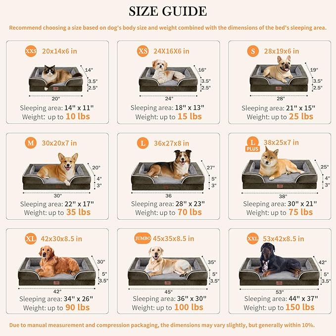 Comfort Expression Orthopedic Dog Bed for Medium Dogs 28x19 Inch, Waterproof Egg Crate Foam Medium Pet Bed with Removable Bolsters, Dog Couch with Washable Cover & Non-Slip Bottom, Dark Green