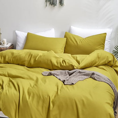 Luxlovery Chartreuse Comforter Set Queen Moss Green Bedding Set Modern Solid Soft Breathable Yellowish-Green Blanket Quilts 3 Piece Bedding Set for Women Men Kids