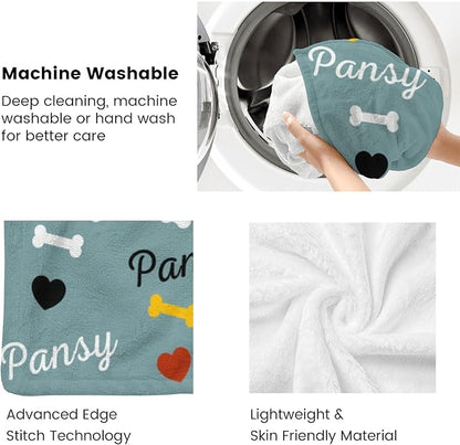 Personalized Dog Blankets with Name, Custom Paw Print Blanket for Large Medium Small Dogs Christmas, Birthday Gifts, Soft Throw Puppy Blanket - Customized Memorial Blanket Gifts for Pet Lovers
