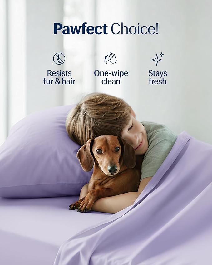 REST® Evercool®+ Starter Sheet Set, King, Lavender, Breathable Bed Sheets for Hot Sleeper and Night Sweats, with Pillowcases, Ionic+ Self-Cleaning Silver Yarn for Sensitive Skin, 3PCS No Flat Sheet
