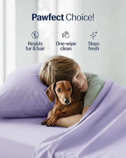 REST® Evercool®+ Starter Sheet Set, King, Lavender, Breathable Bed Sheets for Hot Sleeper and Night Sweats, with Pillowcases, Ionic+ Self-Cleaning Silver Yarn for Sensitive Skin, 3PCS No Flat Sheet