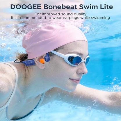 DOOGEE Bone Conduction Headphones IP68 Waterproof Swimming Headphones,10H Battery Life Sports Running Wireless Bluetooth 5.4 Open Earphones 32GB MP3 Dual Modes for Cycling,Underwater Swimming,Fitness