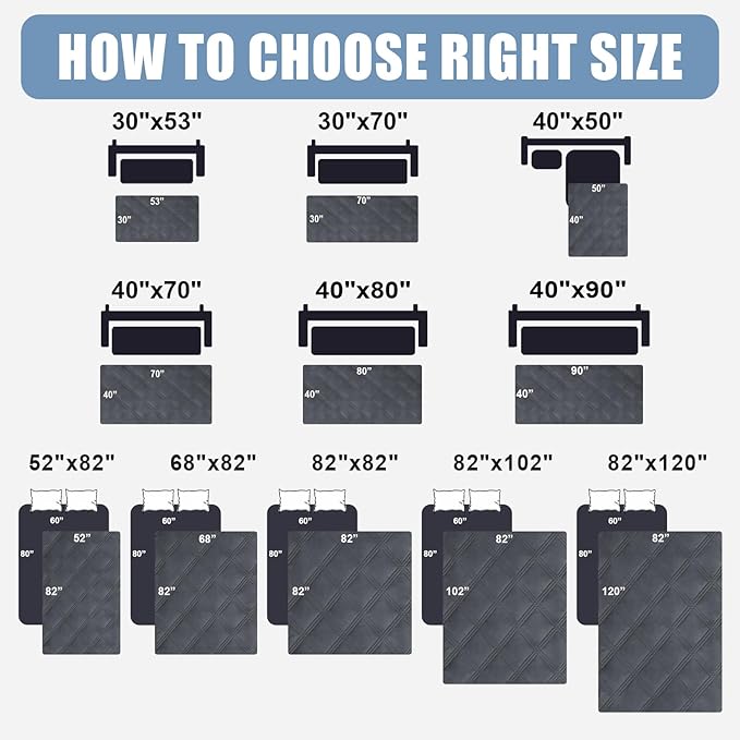 Smiry Waterproof Dog Bed Cover Blanket 40x80, Soft Reversible Pet Blanket, Washable Leakproof Cats Dogs Couch Cover for Sofa, Couch, Furniture, Dark Grey/Dark Grey