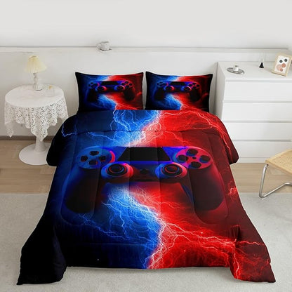 Erosebridal Boys Bedding Sets - Queen Size Gaming Comforter Sets, Toddler Bedding Set, Red Blue