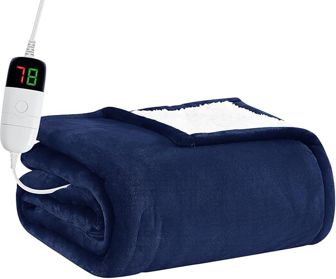 BOMOVA Heated Electric Blanket Full Size - 72" x 84" Heating Blanket with 10 Heating Levels & 8 Hours Auto Off, Warm Flannel Blanket, Christmas Birthday Gifts for Women