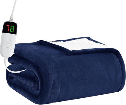 BOMOVA Heated Electric Blanket Full Size - 72" x 84" Heating Blanket with 10 Heating Levels & 8 Hours Auto Off, Warm Flannel Blanket, Christmas Birthday Gifts for Women