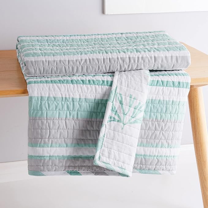 Levtex Home - Truro - Throw - Stripe in Shades of Teal - Throw Size 50x60in. - Cotton/Cotton
