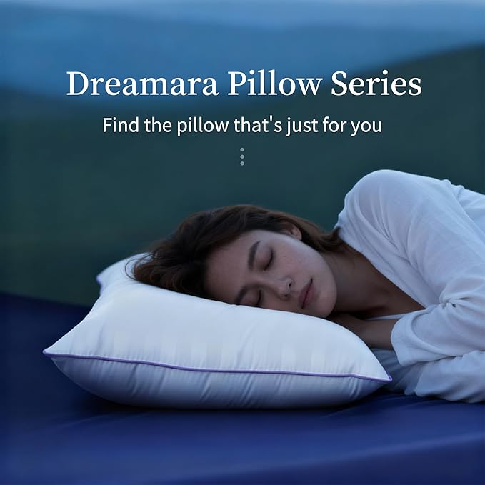 Dreamara Pillows Standard Size Set of 4 - Hotel Collection Bed Pillows with Down Alternative Fill, Soft & Supportive for Side, Stomach & Back Sleepers, Fully Machine Washable & Adjustable Loft Design