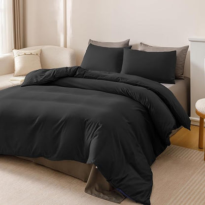 Luxlovery Black California King Comforters Set Women Men Solid Black Bedding Set Cal King Soft Breathable Lightweight Durable Comforter Set Fluffy Blanket Quilts
