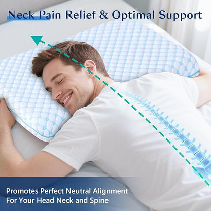 Stomach Sleeping Pillow for Stomach Sleeper, Flat Pillows for Sleeping Thin Memory Foam Pillow for Shoulder and Neck Pain Relief,Cooling Ultra Slim Pillows 2 Pack 1.75-inches