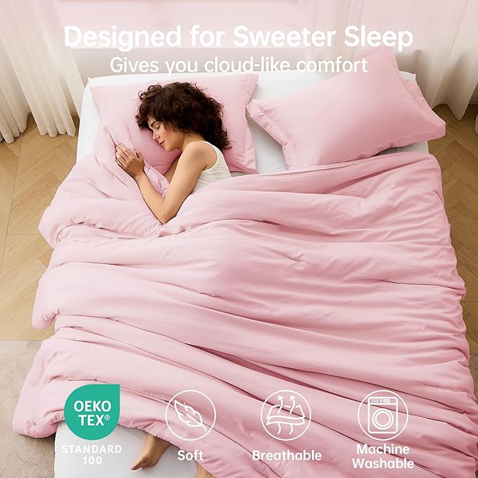 MUXHOMO Pink Twin/Twin XL Comforter Set, All Season Ultra Soft Down Alternative Bedding - 2 Piece Lightweight Bed Set Includes 1 Comforter (68"x88") and 1 Pillow Shams (20"x26")
