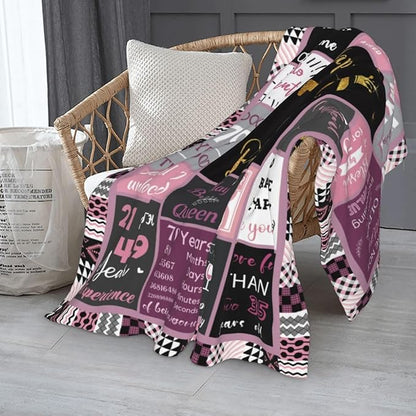 70 Birthday Gifts for Women, 70th Birthday Blanket with Gift Box for Women, Gifts for A 70th Birthday, Happy 70th Birthday Decorations Gift Ideas for Her, 70th Birthday Gifts Throw Blanket 60"x50"