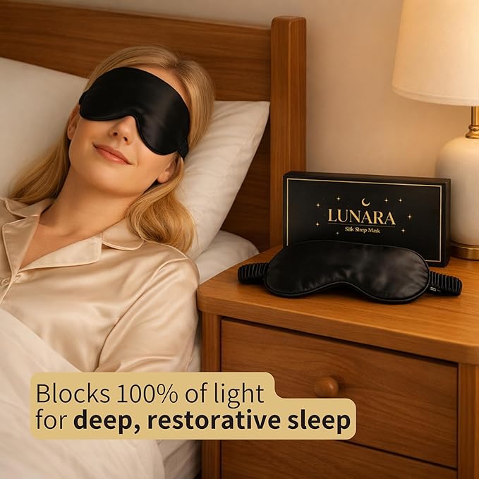 Silk Sleep Mask for Women & Men – 100% Mulberry Silk Eye Mask for Sleeping, Soft & Light Blocking for Deep, Restorative Sleep – by LUNARA