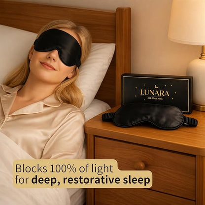 Silk Sleep Mask for Women & Men – 100% Mulberry Silk Eye Mask for Sleeping, Soft & Light Blocking for Deep, Restorative Sleep – by LUNARA