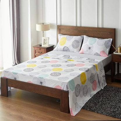7 Pieces Comforter Sheet Set Queen Size Bed in a Bag Microfiber All Season Soft Colorful Dots Bedding Set (1 Comforter, 2 Pillow Shams, 1 Flat Sheet, 1 Fitted Sheet, 2 Pillowcases) Queen