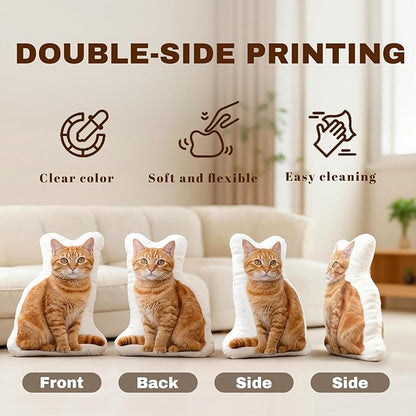 Personalized Photo Pillow Gifts, Custom Pet Pillow Shaped Looks Like Your Dog Cat Picture, Unique Birthday Gifts for Pet Lovers - Double Side 10 Inch