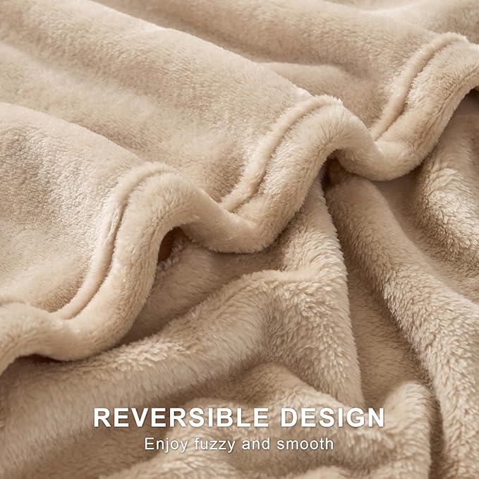 Hansleep Fleece Light Camel Full Blanket, Super Soft Flannel Fuzzy Plush Cozy Blanket for All Seasons, Light Camel, Full 84x90 Inches
