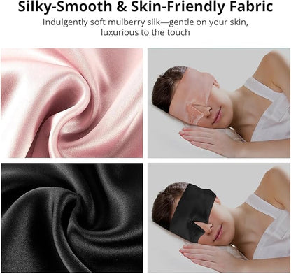Better zzZ 100% Pure Mulberry Silk Sleep Mask for Women & Men – Adjustable Velcro Strap, Total Blackout, No Pressure Eye Mask for Deep Sleep & Travel Pouch Included - (Pink)