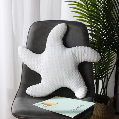Fumete Starfish Pillow Beach Starfish Shaped Throw Pillows 20'' Stuffed Animal Cute Plush Coastal Decor Ocean Star Pillow Plush Cushion for Bedroom Living Room Sofa Couch(White,2 Pcs)