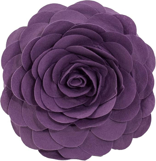 Fennco Styles Eva's Flower Garden Decorative Filled Throw Pillow 13" Round - Violet Floral Accent Pillow for Home, Couch, Bed, Living Room, Holiday and Office Décor