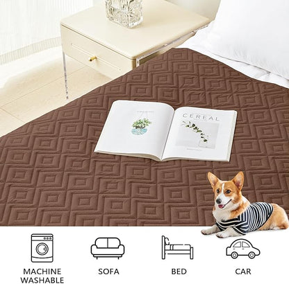 hyha Waterproof Dog Blanket, Soft Dog Bed Cover Pet Blankets, Waterproof Sofa Couch Cover for Dogs Washable, Reversible Pet Couch Covers for Sofa Furniture (30x70 Inch, Brown/Brown)