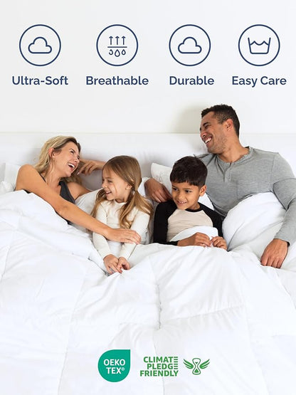 King Comforter Set - 7 Piece Bed in a Bag King Size Bed Set - Down Alternative Comforter, Flat Sheet, Fitted Sheet, Pillowcase & Shams for All Seasons - Ultra Soft, Cozy, Comfy and Breathable - White