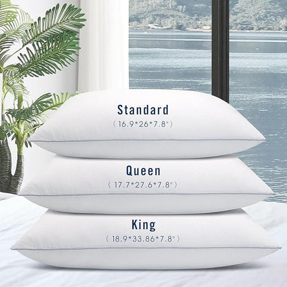 Bed Pillows for Sleeping 2 Pack, Queen Size Pillows Set of 2, Down Alternative Filling, Fluff by Patting Pillow for Back, Stomach or Side Sleepers Grey