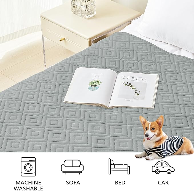 hyha Waterproof Dog Blanket, Soft Dog Bed Cover Pet Blankets, Waterproof Sofa Couch Cover for Dogs Washable, Reversible Pet Couch Covers for Sofa Furniture (40x70 Inch, Grey/Grey)
