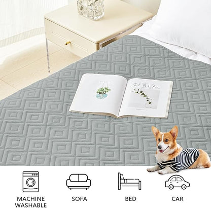 hyha Waterproof Dog Blanket, Soft Pet Bed Blankets, Waterproof Sofa Couch Cover for Dogs Washable, Reversible Pet Couch Covers for Sofa Furniture (52x82 Inch, Grey/Light Grey)