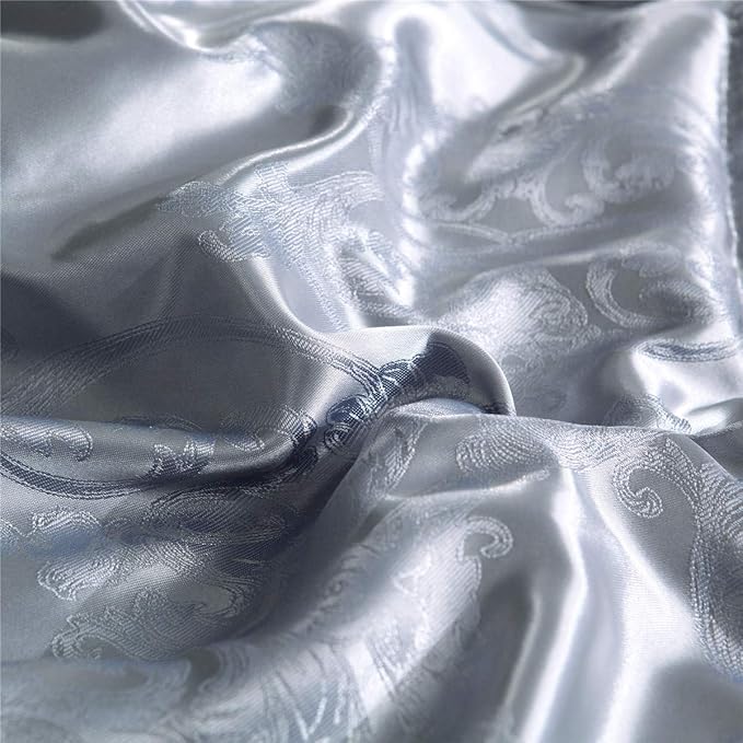 Grey Queen Size Comforter Sets All Season Silver Bedding Lightweight Comforter for Queen Bed Silk Quilt Microfiber Comforter Set Blanket Matching 2 Pillow Shams (Full/Queen, 88x88 inches)