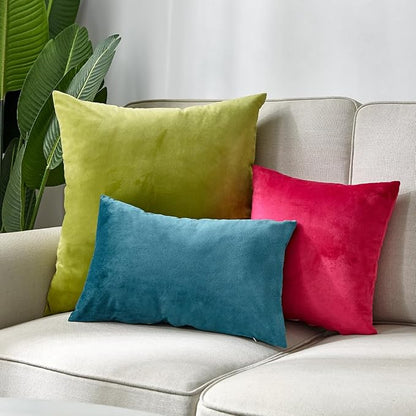 3-Piece Coordinated Throw Pillow Bundle – Combo 3 Mix Sizes and Colors Velvet Throw Pillows