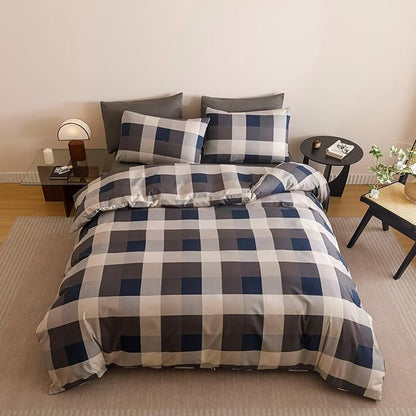 Cottonight Checkered Navy Comforter Set Cal King Gingham Grid Bedding Set Navy and Khaki Grid Comforter Fluffy Soft Blanket Quilts Modern Cottagecore Comforter California King Bed