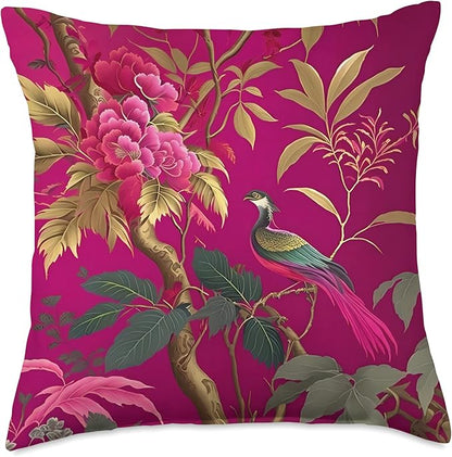 Thibaut daintree in Fuchsia Botanical Bright Chinoiserie Throw Pillow