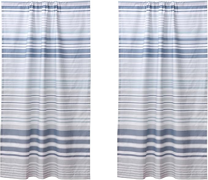 Levtex Home - Truro - Drape Panel/Curtain (55x84in.) with Rod Pocket - Boho Floral in Orange Teal Red Blue - 55x84in. - Set of 2 - Poly/Cotton