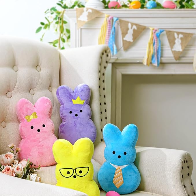 Easter Bunny Rabbit Throw Pillow: Ultra Soft Plush Bunny Shaped Cushions Easter Throw Pillows, Cute Fluffy Peep Bunny Pillows, Spring Easter Decoration for Home, Bedroom, Living Room, Sofa and Couch