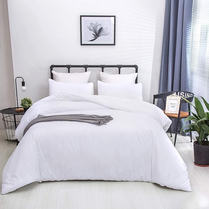 Houseri White Comforter Sets Twin Size Solid White Bedding Comforters for Kids Girls Boys Soft Cozy Comfy Plain All White Bed Quilt Cute Light Durable College Preppy Dorm Bedding Set Twin