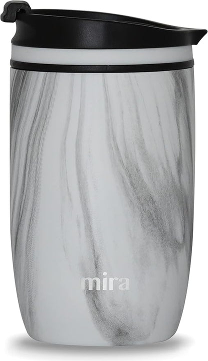 MIRA 12 oz Travel Coffee Mug - Insulated Stainless Steel Tumbler with Screw Lid - French Granite