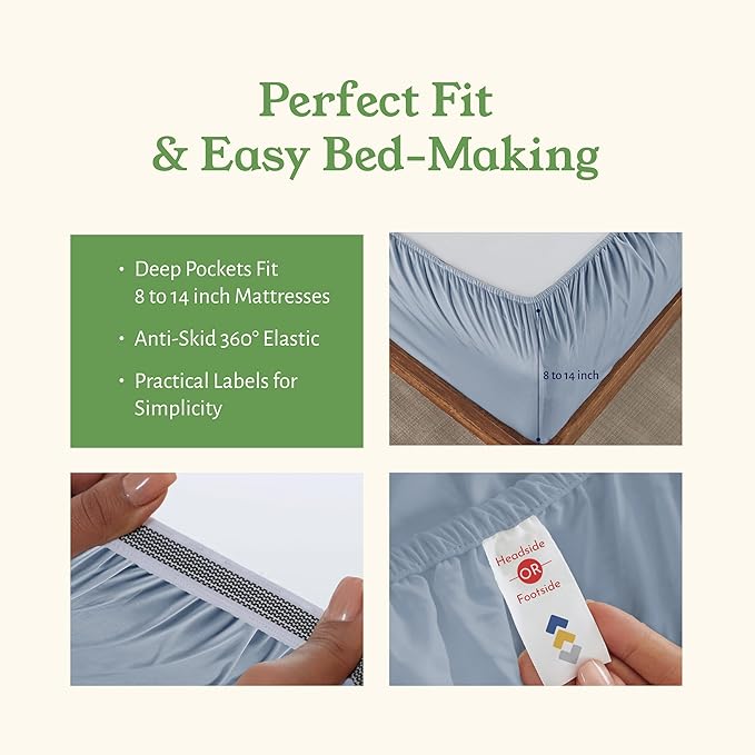 California Design Den Twin Size Sheets Set - Soft 100% Organic Cotton Sheets with Deep Pockets, Crisp Percale, Breathable and Durable Bedding Set - Blue Hydrangea