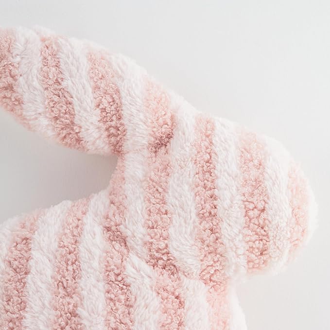 Easter Bunny Shaped Cute Throw Pillow, Decorative Fluffy Pillow for Bed and Couch, Sofa Pillow with Sherpa and Fluff, Pink and White Throw Pillow for Girl Living Room Decor Dorm, 13x15.75in