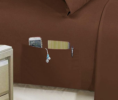 Luxury Best, Softest, Coziest 8-Piece Bed-in-a-Bag Comforter Set - Elegant Comfort - Silky Soft Bamboo Pattern Complete Set Includes Bed Sheet Set with Double Sided Storage Pockets, King, Brown