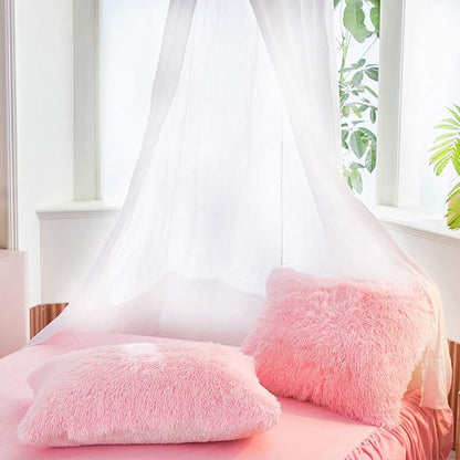 Joyreap 3-Piece Plush Shaggy Comforter Set, Full/Queen Size Luxury Faux Fur Sherpa Reversible Bedding Comforter Set, Ultra Cozy Warm Fluffy Bedding Set for Winter (Pink, 88x88 inches)