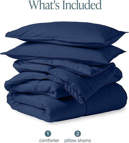 Bare Home Comforter Set - Oversized King Size - Ultra-Soft - Goose Down Alternative - Premium 1800 Series - All Season Warmth (Oversized King, Dark Blue)