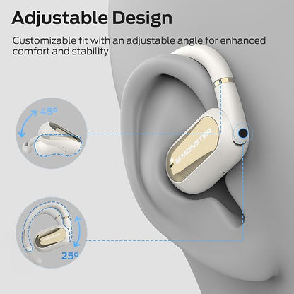 Monster Open Ear AC322 Wireless Earbuds, Bluetooth 5.4, 36H Playtime, IPX5 Waterproof, Open-Ear Design with Adjustable Ear Hooks, Secure Fit for Running & Workout, Clear Calls White