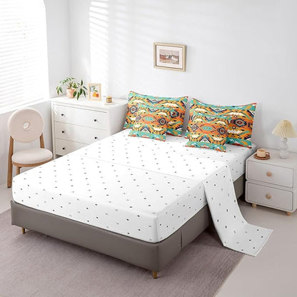 Erosebridal Aztec Bed in a Bag Queen Comforter Set 7 Piece,Indian Tribe Geometric Bedding Sets Southwestern Native Sheet Set with Comforter