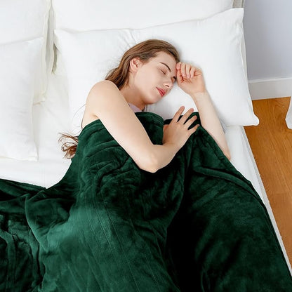 HYLEORY Heated Electric Blanket Throw, 2-Layer Cozy Warm Flannel 50" x 60", Heating Blanket with 9 Heating Levels, 2/4/6/10 Hours Auto Off, Fast Heating Winter Blanket, Green