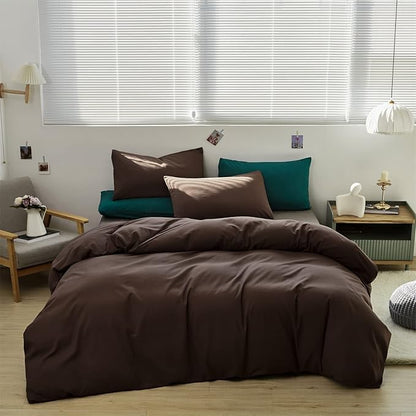 Wellboo Brown Comforter Sets Full Solid Mocha Coffee Bedding Comforters Cotton Women Men Plain Chocolate Color Quilts Adult Dark Brownness Modern Chestnut Comforters Girls Boys Solid Dorm Bedding