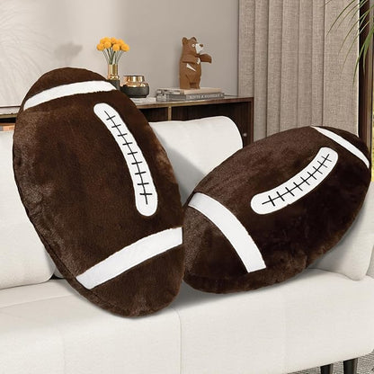 Football Pillow, 2 Pcs Soft Football Plush Throw Pillows, Cute Football Party Decorations Fluffy Sports Pillows for Bedroom Decor Valentines Day Gifts (20In)