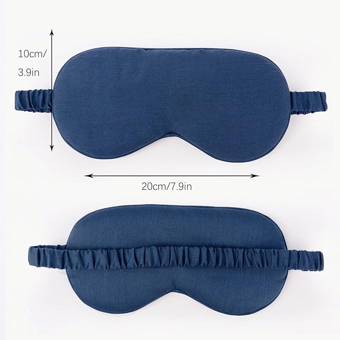 HBHLFZ Sleep Mask 2 Pack - Bamboo Viscose Fiber Sleeping Eye Mask - with Elastic Band/Headband - Comfort Sleeping Shade - for Nighttime Sleeping, Traveling & Napping（Navy Blue）