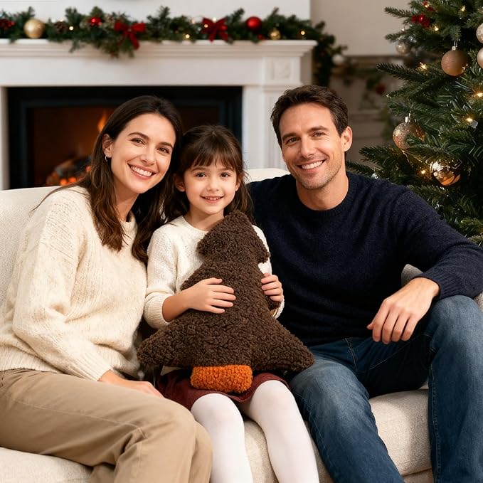 Artmag Christmas Pillows, Decorative Christmas Tree Pillow Stuffed Tree Shaped Plush Pillow for Holiday Party Sofa Living Room Decoration (15.5" x 14.5", Brown)