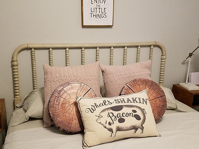 HYSEAS Decorative Round Throw Pillow, 3D Digital Print Comfortable Kids Funny Cute Wood Log Forest Decor Seat Cushion for Home, Couch, Sofa, Bedroom, Living Room, Dark Gray Stump, 2 Pack